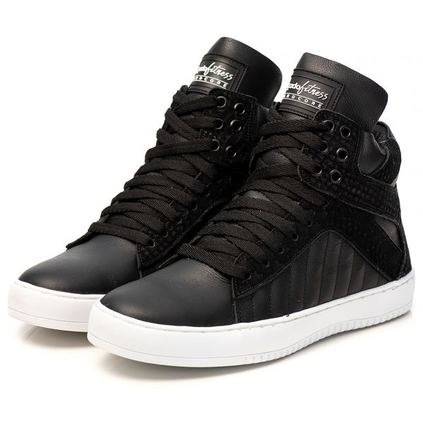 Tênis Sneaker Couro Legitimo Preto - REF: 20100