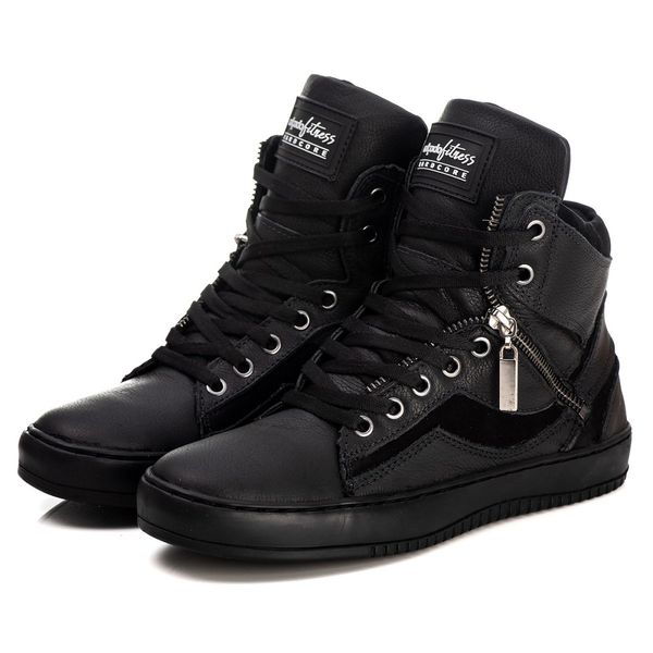 Tênis Sneaker Couro Legitimo Preto - REF: 20500