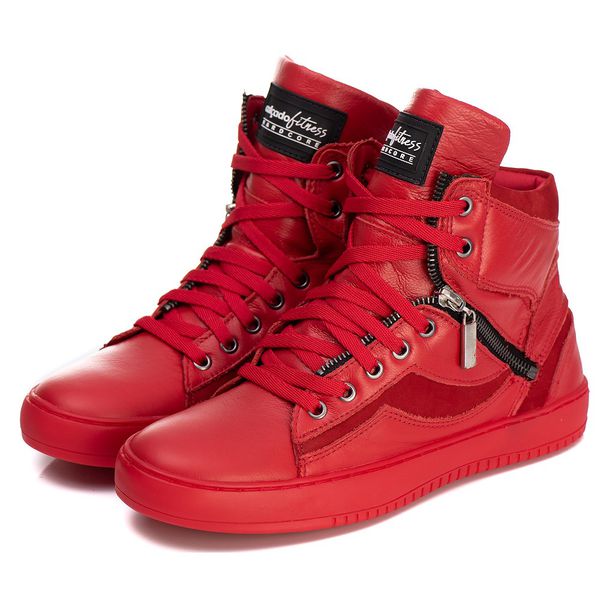 Tênis Sneaker Couro Legitimo Vermelho - REF: 20500