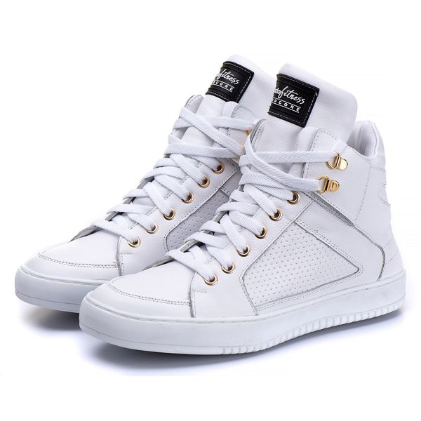Tênis Sneaker Couro Legitimo Branco - REF: 50130