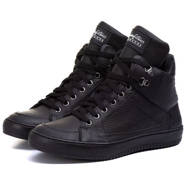 Tênis Sneaker Couro Legitimo Preto - REF: 50130