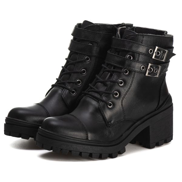 Bota Coturno Feminino Couro Legitimo Preto - REF: 6732