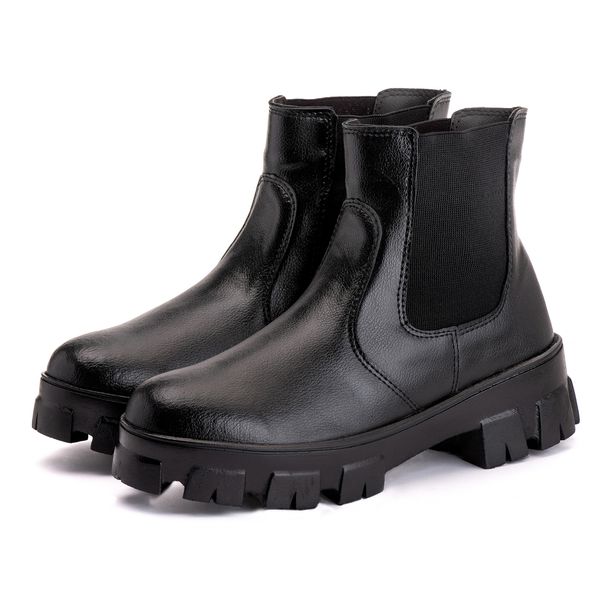 Coturno Blogueira Feminino Sintético Preto - Ref: 10