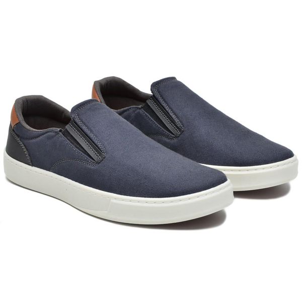Sapatênis Slip-On Casual Masculino Marinho Lona - Ref: 1003L
