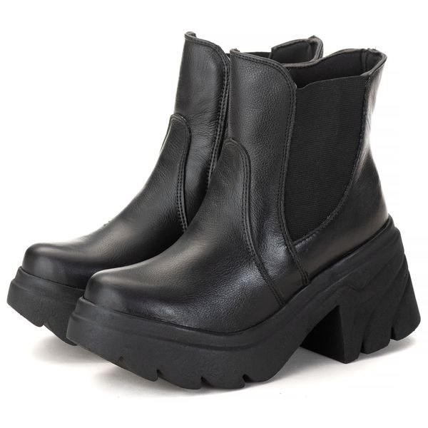 Bota Coturno Chelsea Feminina Couro Legitimo Preto - REF: 6730