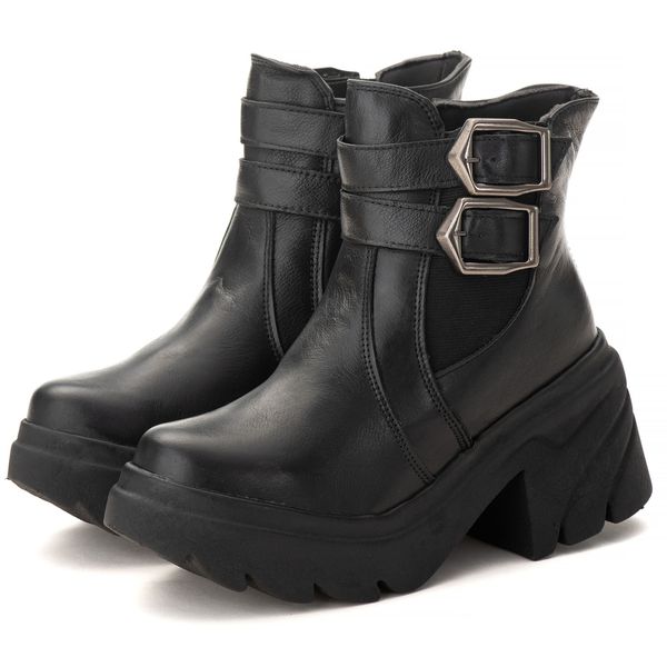 Bota Coturno Chelsea Feminina Couro Legitimo Preto - REF: 6731