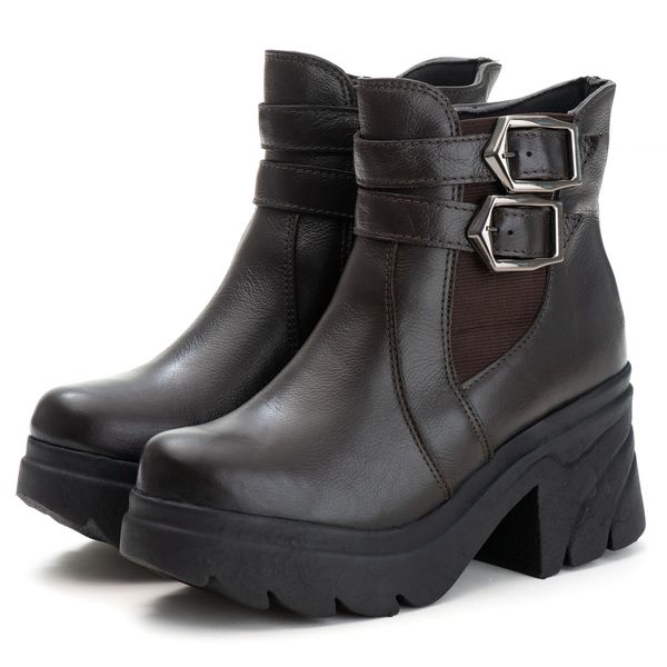 Bota Coturno Chelsea Feminina Couro Legitimo Café - REF: 6731