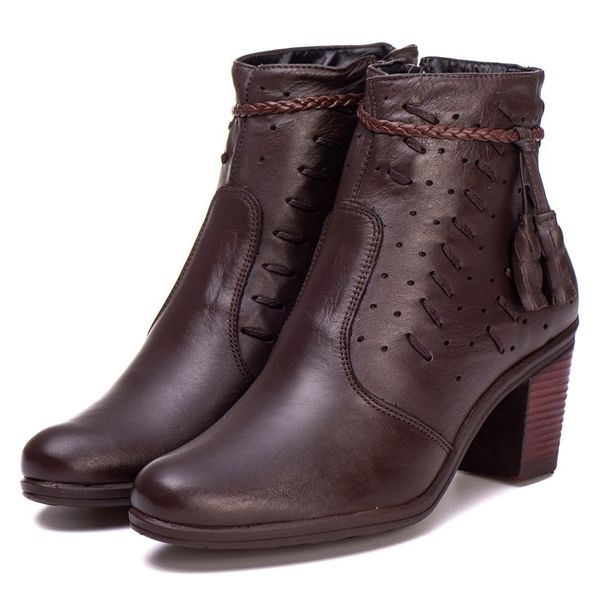 Bota Coturno Feminino Couro Legitimo Café - REF: 6803