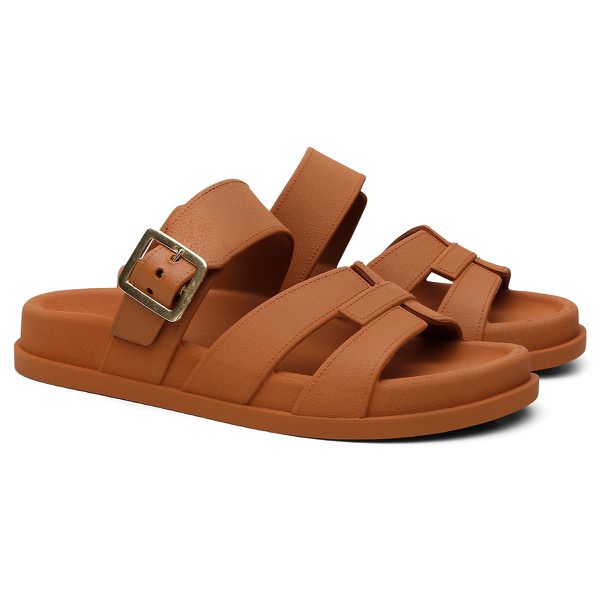 Sandália Feminina Casual C/ Ajuste Lateral - Caramelo
