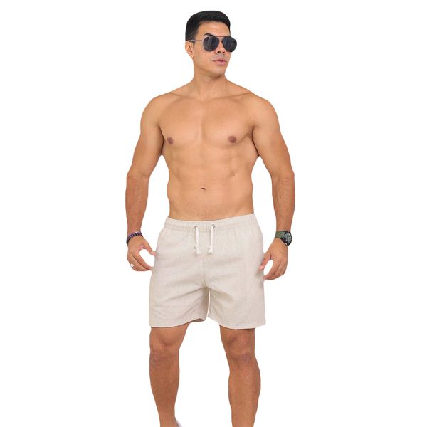Short Linho Masculino Bermudinha - Bege