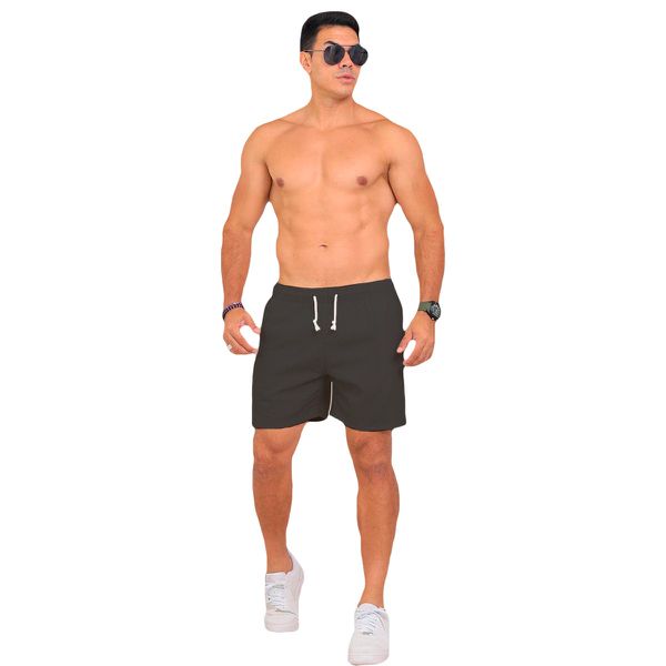 Short Linho Masculino Bermudinha - Preto
