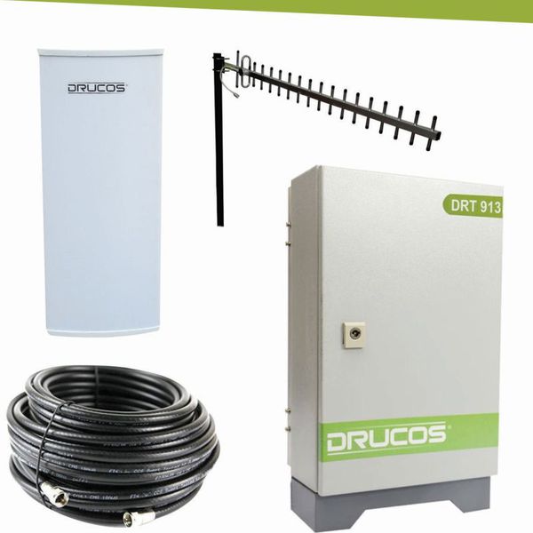 Repetidor Celular Drucos 1800Mhz 02 Watts 90dB - Kit Completo 