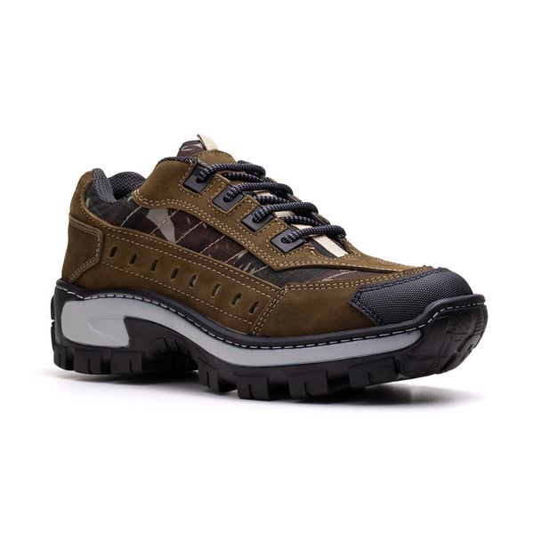 Tênis Masculino Adventure Couro Legitimo 4800 Oliva