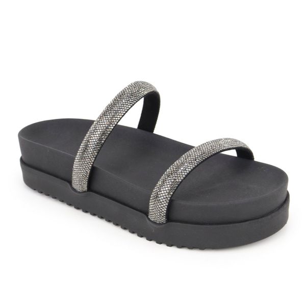  Papete Flatform Brilho Preta Perla