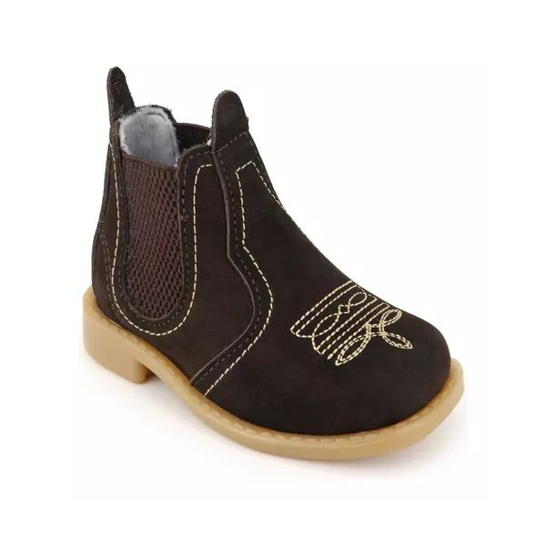 Bota Botina Couro Menino Bordada