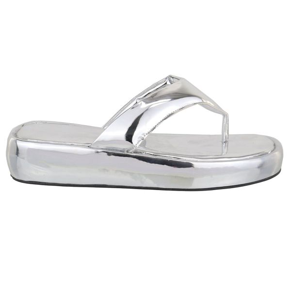 Papete Tamanco Feminino Prata Verniz Roberta