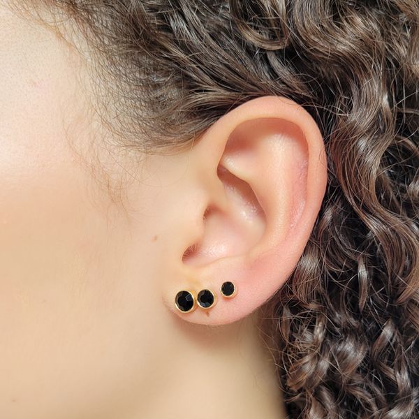 TRIO BRINCOS PONTO DE LUZ DOURADO PRETO
