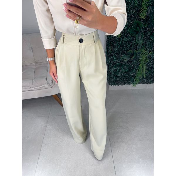 Calça alfaiataria gelo esverdeada 