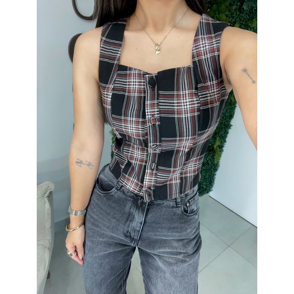 Blusa xadrez preta