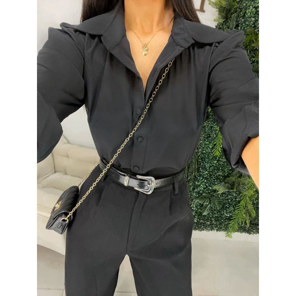 Camisa botões preta