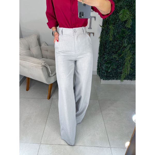Calça alfaiataria cinza claro