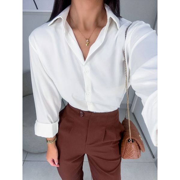 Camisa acetinada off white