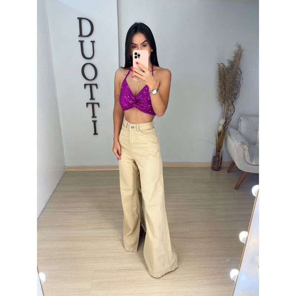 Cropped paetê pink