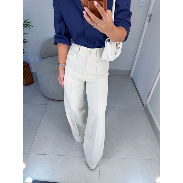 Calça alfaiataria Monalisa creme