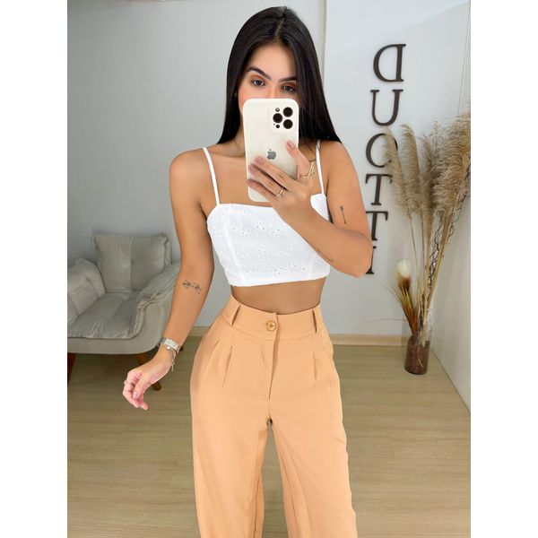 Cropped alcinha laise branco