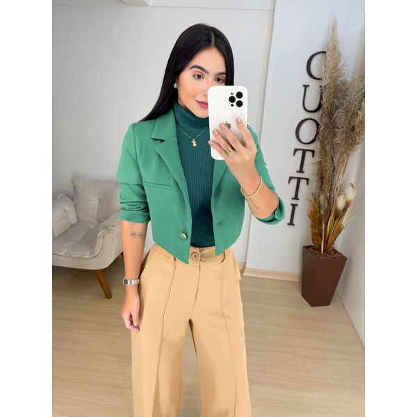 Blazer cropped alfaiataria verde