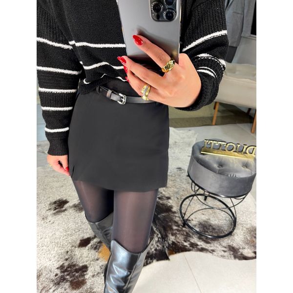 Short saia alfaiataria preto