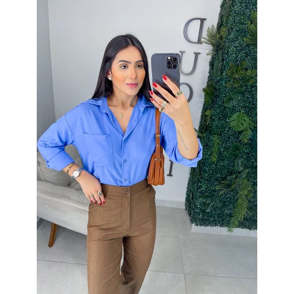 Camisa viscolinho azul | Duotti