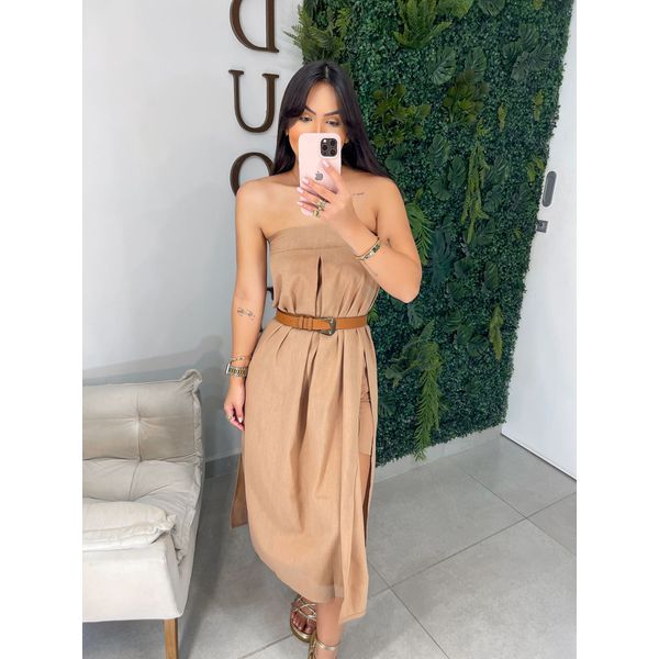 Conjunto linho marrom claro