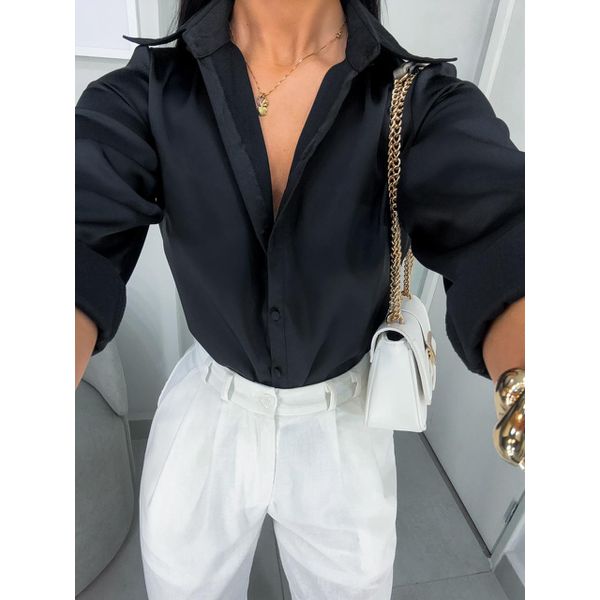Camisa Julia acetinada preta