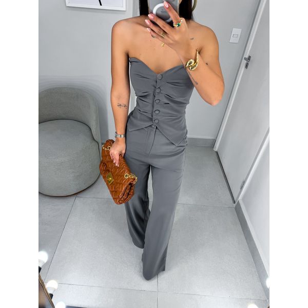 Conjunto alfaiataria Sophia cinza