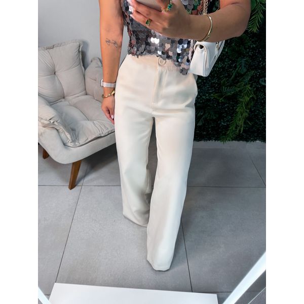 Calça alfaiataria Liza creme