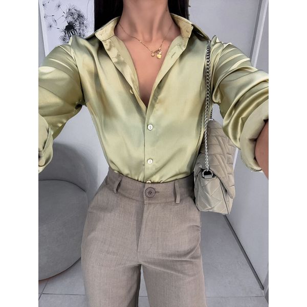 Camisa Cecília acetinada verde