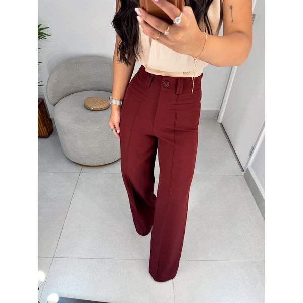 Calça alfaiataria Monalisa cereja