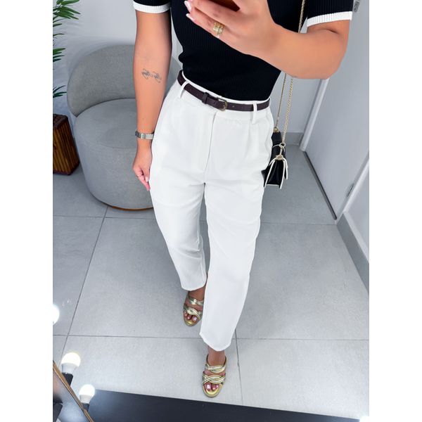 Calça alfaiataria brunê branca