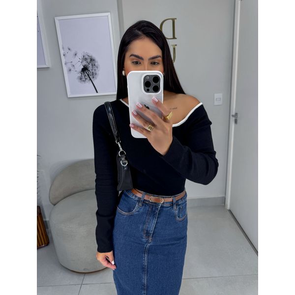 Tricot ombro preto