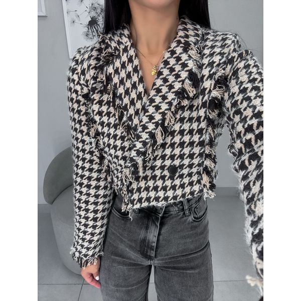 Blazer tweed marrom/bege