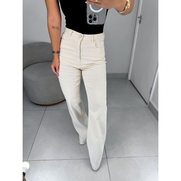 Wide leg elastano off white