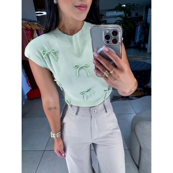 Blusa laço verde bebê