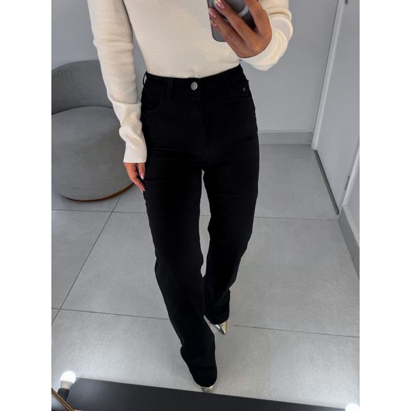 Wide leg elastano preta