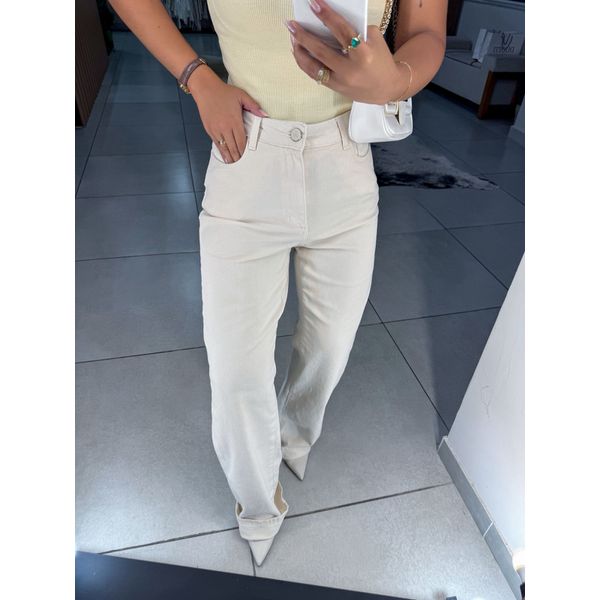 Wide leg elastano off white