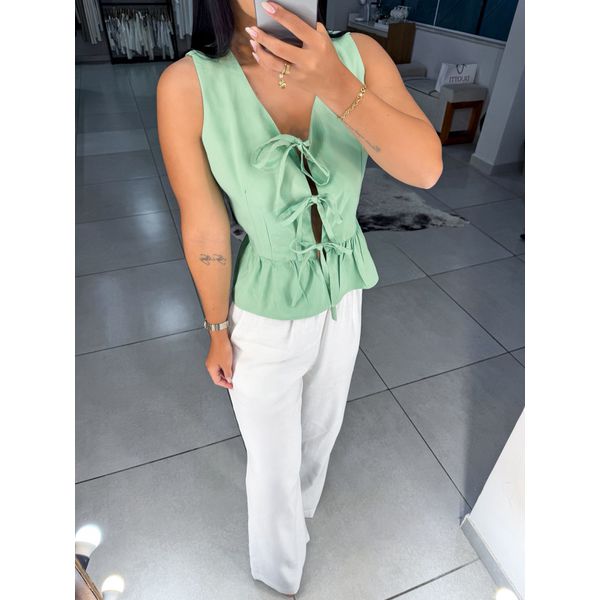 Blusa laço verde claro