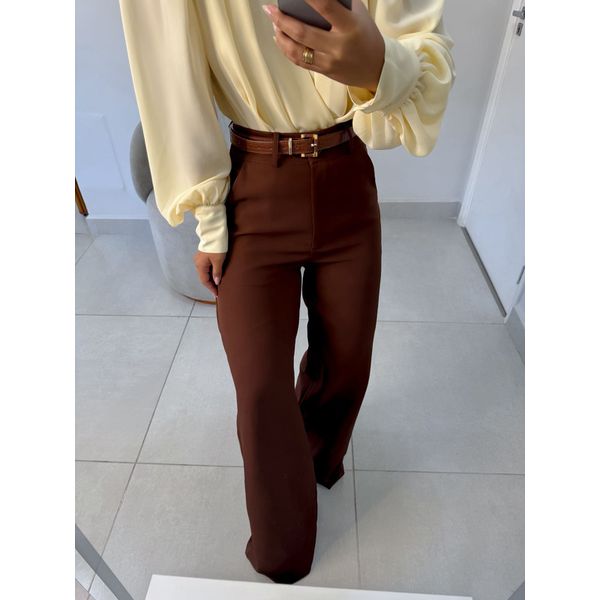 Calça alfaiataria Liza café