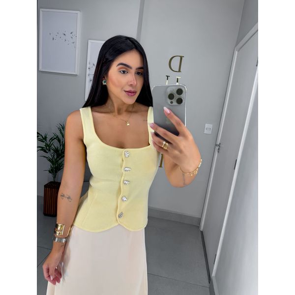 Colete modal amarelo manteiga
