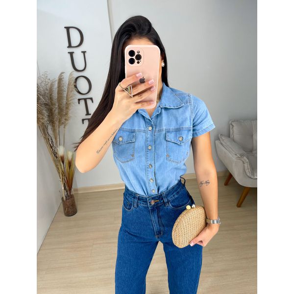 Camisa botões jeans