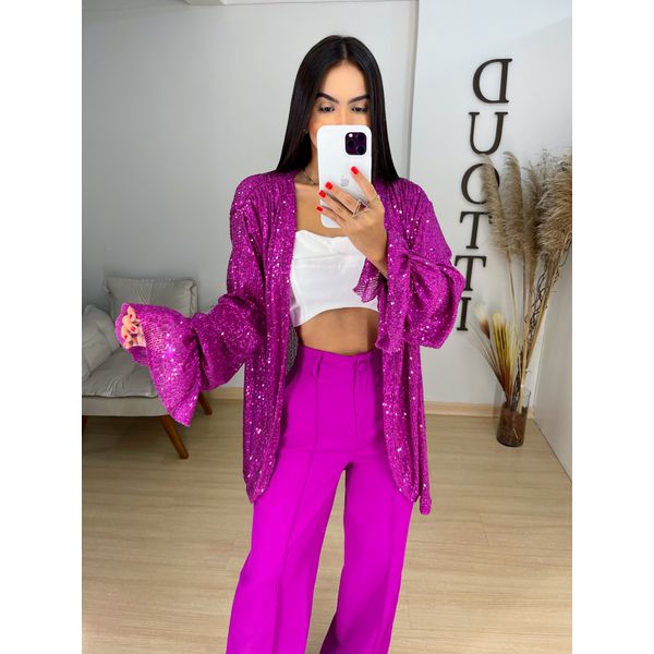 Kimono paetê pink